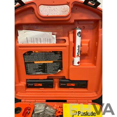 PASLODE Impulse Angled Finish Nailer (IM250A), Battery Charger, Spare Batteries and Accessories