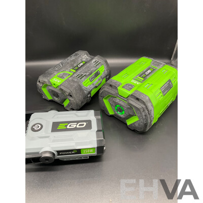 EGO 10.0Ah 56V Lithium-Ion ARC Battery, EGO 5.0Ah 56V Lithium-Ion ARC Battery and AC/DC Inverter - Lot of 3