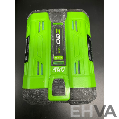 EGO 10.0Ah 56V Lithium-Ion ARC Battery, EGO 5.0Ah 56V Lithium-Ion ARC Battery and AC/DC Inverter - Lot of 3