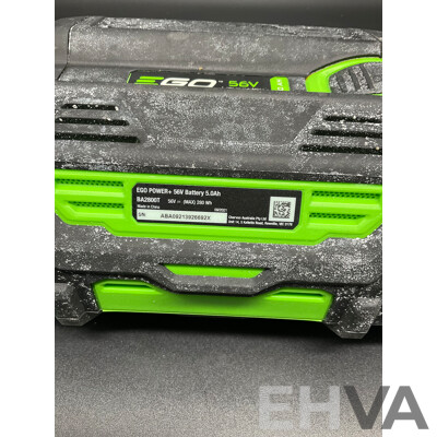 EGO 10.0Ah 56V Lithium-Ion ARC Battery, EGO 5.0Ah 56V Lithium-Ion ARC Battery and AC/DC Inverter - Lot of 3