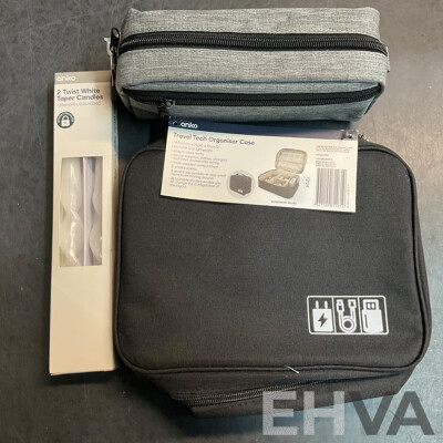 Assorted ANKO Household Items - Included Travel Bag, Candles,Caddy & More