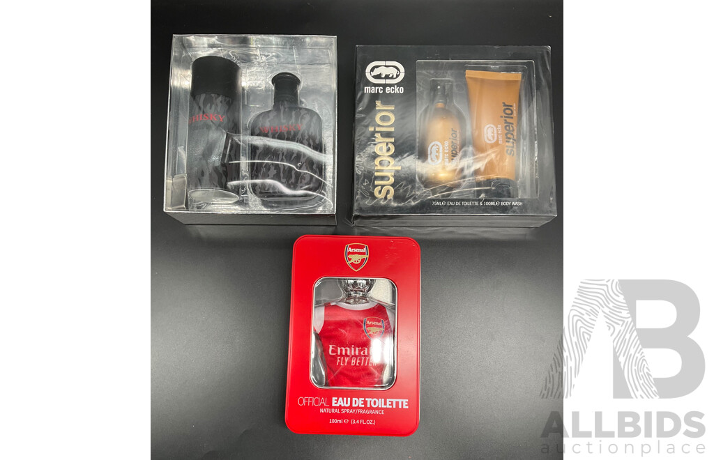 Assorted Gift Pack - Eau De Toilette - Whisky BLACK OP, MARC ECKO Superior, ARSENAL - Emirates - Lot of 3