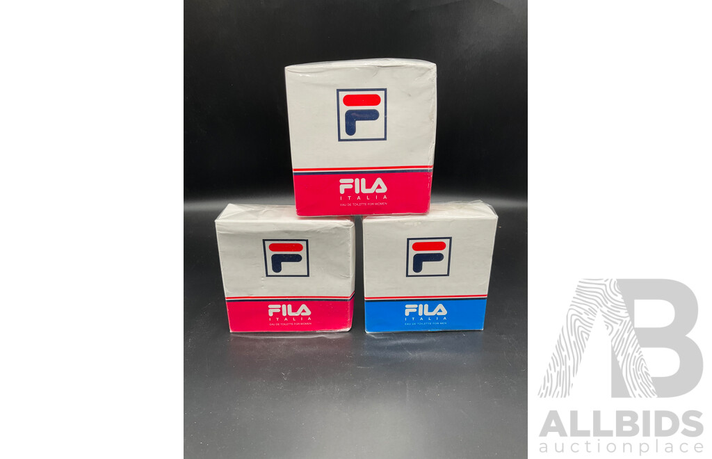 FILA Italia 100ml Eau De Toilette for Women (x2), FILA Italia 100ml Eau De Toilette for Men - Lot of 3