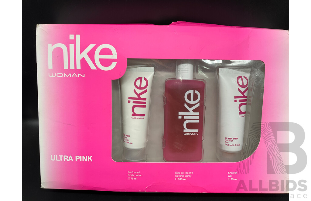 NIKE Women Ultra Ping Gift Pack, NIKE Blush 200ml Eau De Toilette, NIKE Indigo 200ml Eau De Toilette - Lot of 3