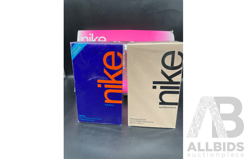 NIKE Women Ultra Ping Gift Pack, NIKE Blush 200ml Eau De Toilette, NIKE Indigo 200ml Eau De Toilette - Lot of 3