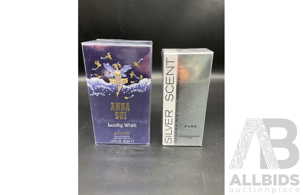 DELTA GOODREM Collection Gift Pack, ANNA SUI Lucky Wish 30ml Eau De Toilette, JACQUES BOGART Silver Scent 100ml Eau De Toilette - Lot of 3