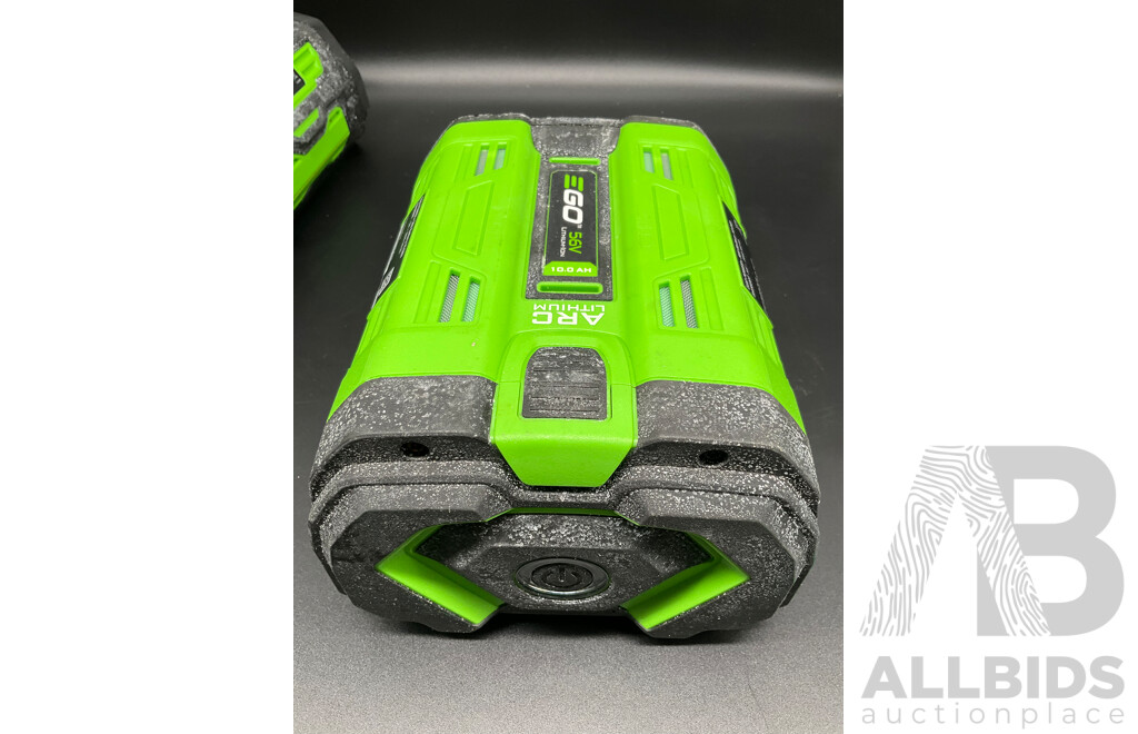 EGO 10.0Ah 56V Lithium-Ion ARC Battery, EGO 5.0Ah 56V Lithium-Ion ARC Battery and AC/DC Inverter - Lot of 3