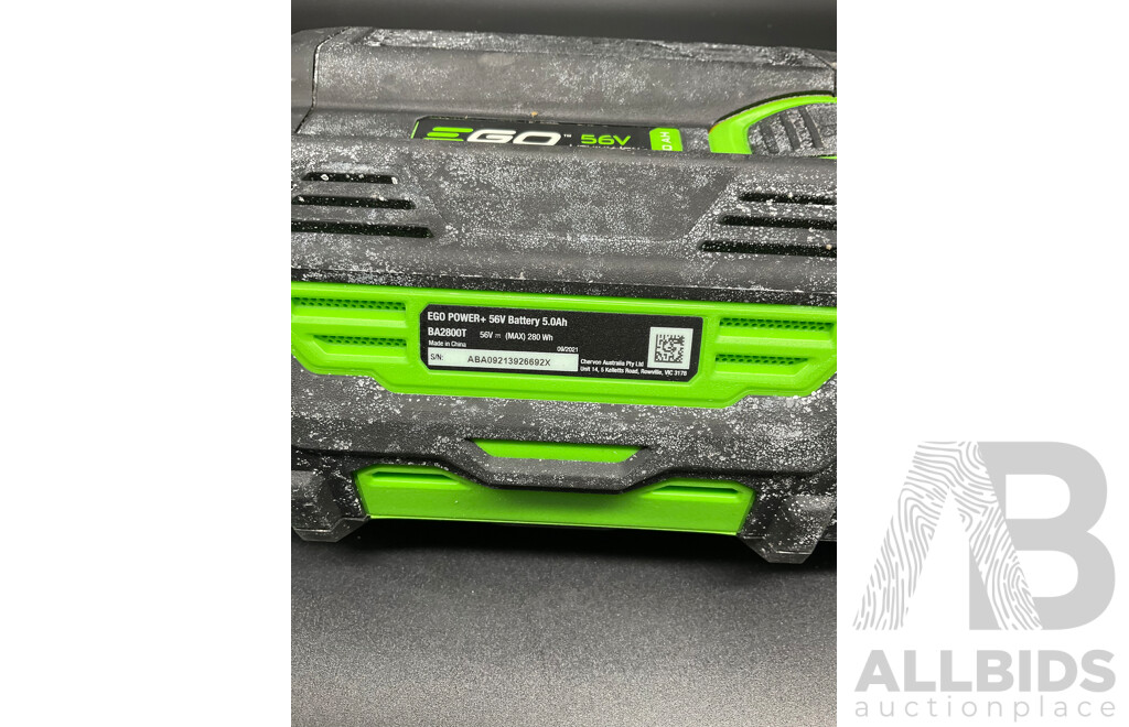 EGO 10.0Ah 56V Lithium-Ion ARC Battery, EGO 5.0Ah 56V Lithium-Ion ARC Battery and AC/DC Inverter - Lot of 3