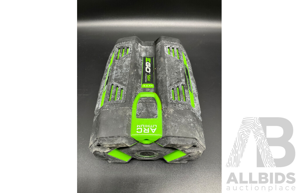 EGO 10.0Ah 56V Lithium-Ion ARC Battery, EGO 5.0Ah 56V Lithium-Ion ARC Battery and AC/DC Inverter - Lot of 3
