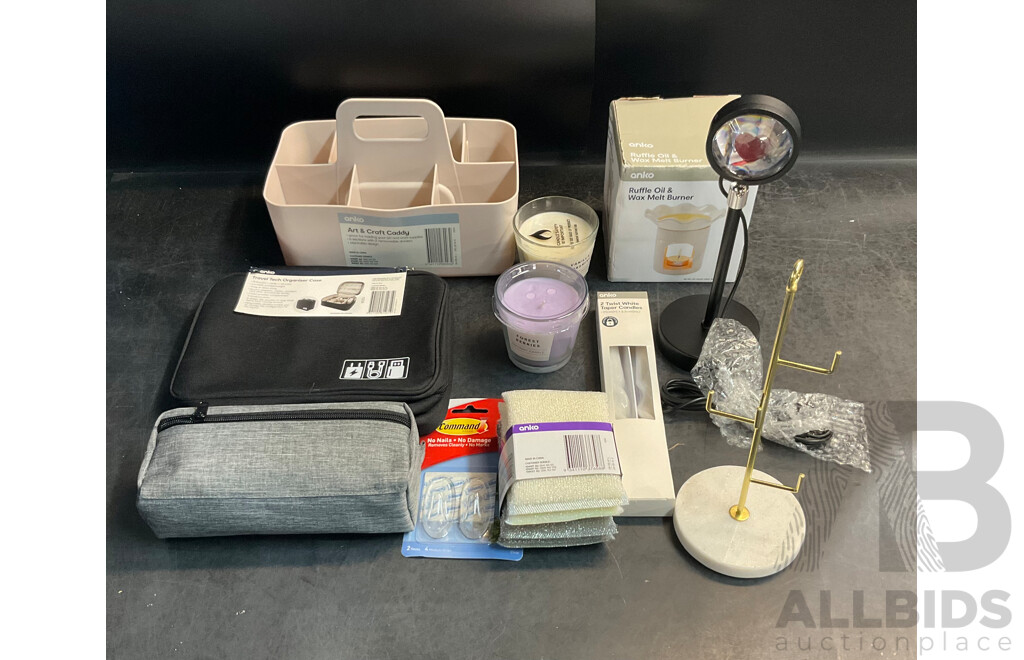 Assorted ANKO Household Items - Included Travel Bag, Candles,Caddy & More