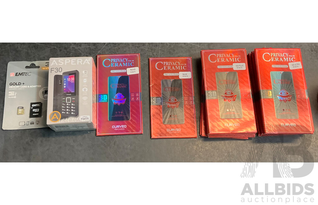 ASPERA F30 Phone & Emtec 32GB Memory Card & Assorted Curved Screen Protector