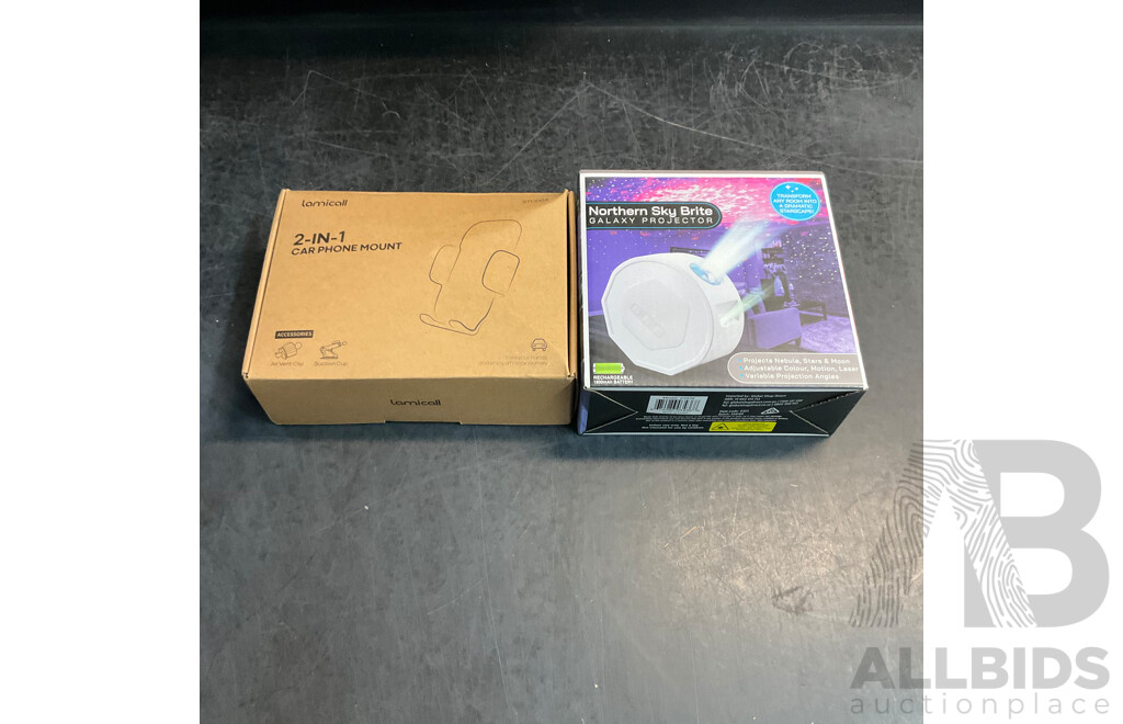 Northern Sky Brite Galaxy Projector & Lamicall 2 in 1 Car Phone Mount - Lot of 2