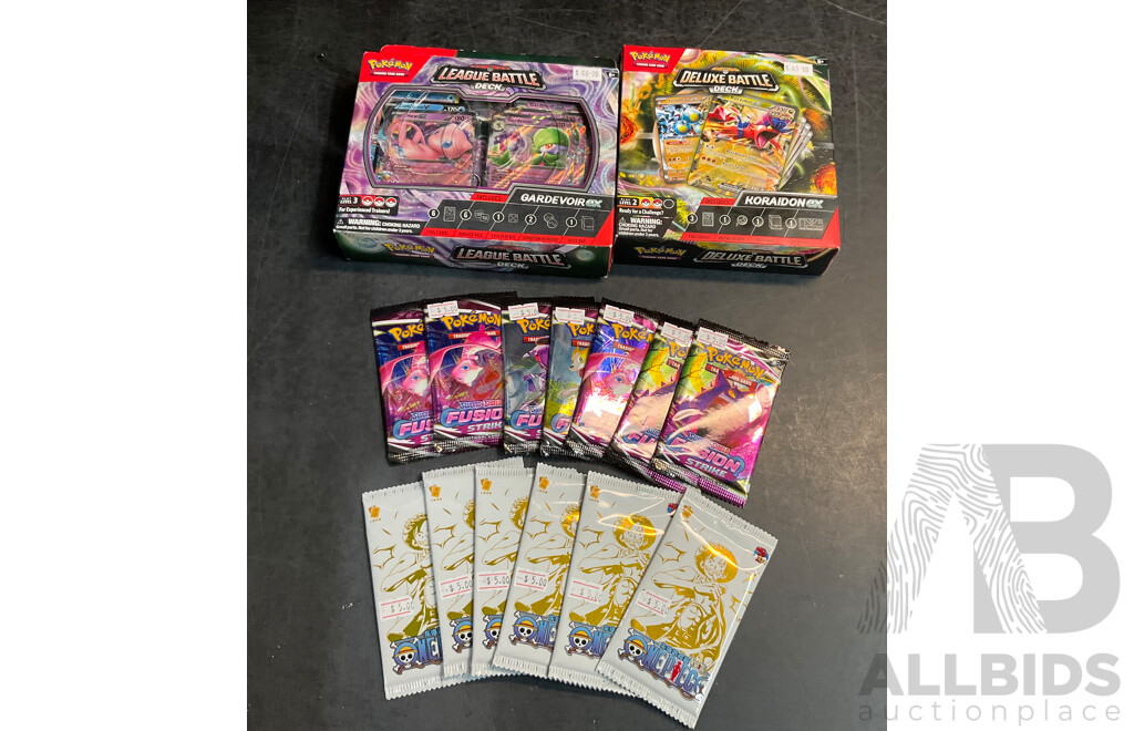 Pokémon League Battle & Deluxe Battle Game Card Sets & Fusion Strike Packs & One Piece Packs