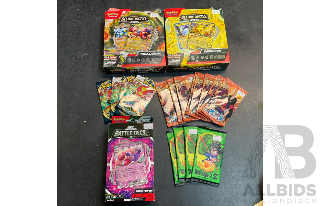 Pokémon Deluxe Battle Game Card Sets & Battle Deck Packs & One Piece Packs & Dragonball Z Packs