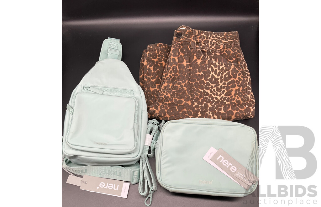 NERE Sling Backpack and Crossbody Bag, COTTON on Shorts - Lot of 3