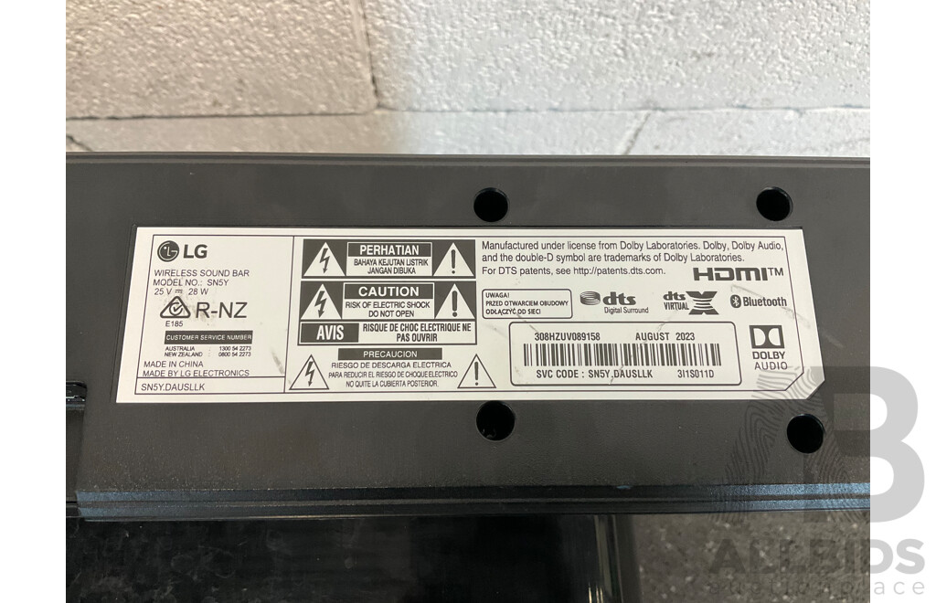 LG Wireless Sound Bar (SN5Y) and SONOS SUB - Lot of 2