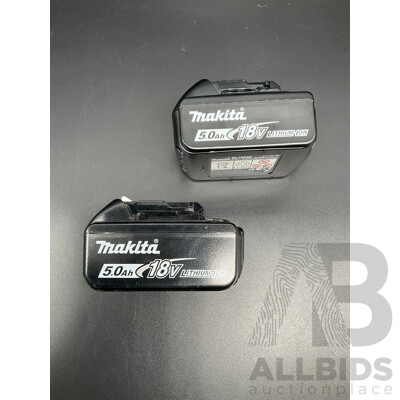 MAKITA  5.0Ah 18V Lithium Battery - Lot of 2