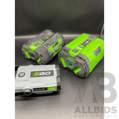 EGO 10.0Ah 56V Lithium-Ion ARC Battery, EGO 5.0Ah 56V Lithium-Ion ARC Battery and AC/DC Inverter - Lot of 3