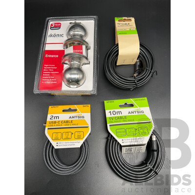IKONIC Entrance Set, ANTISIG 10m TV Lead (x2) and ANTISIG 2m USB-C Cable  - Lot of 4