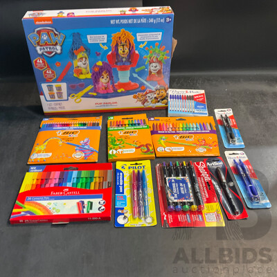 PAW Patorl Dough Play Set & Assorted Colouring Pencils & Crayons & Pens - Lot of 11