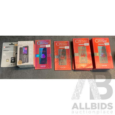 ASPERA F30 Phone & Emtec 32GB Memory Card & Assorted Curved Screen Protector