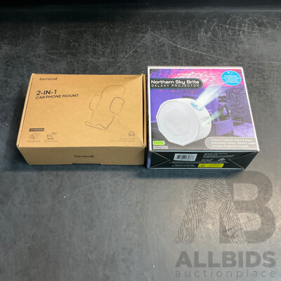 Northern Sky Brite Galaxy Projector & Lamicall 2 in 1 Car Phone Mount - Lot of 2