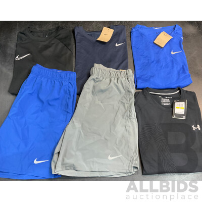 Assorted Men's NIKE and Under Armour Running Clothing Size M - Lot of 6