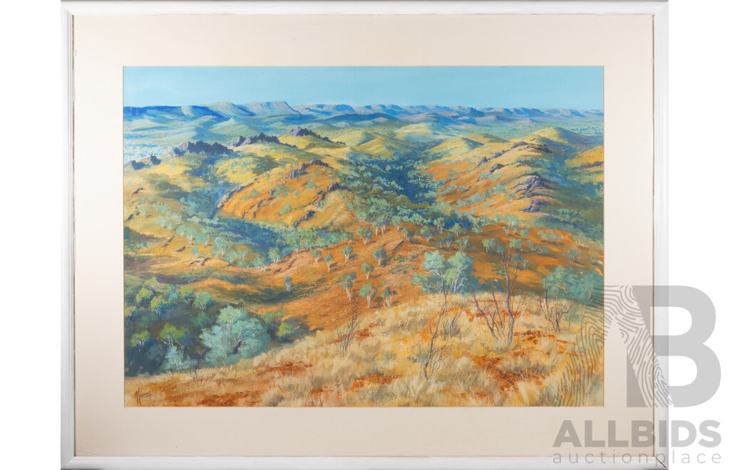 Nadeen Lovell, (20th Century, Australian), Osmond Valley Ridges, Western Australia, Original Gouache on Paper, 100 x 130 cm (frame)