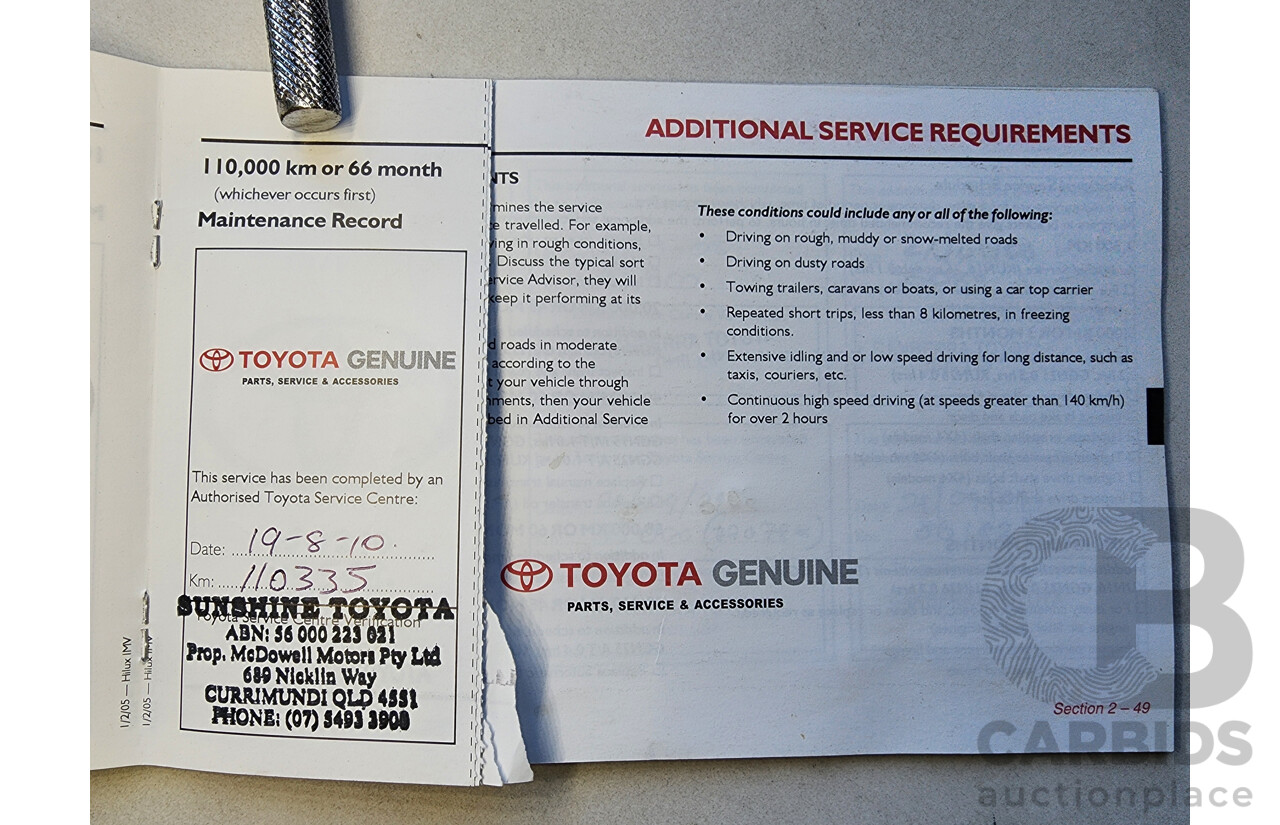 4/2005 Toyota Hilux SR5 (4x4) GGN25R Dual Cab P/Up Silver 4.0L
