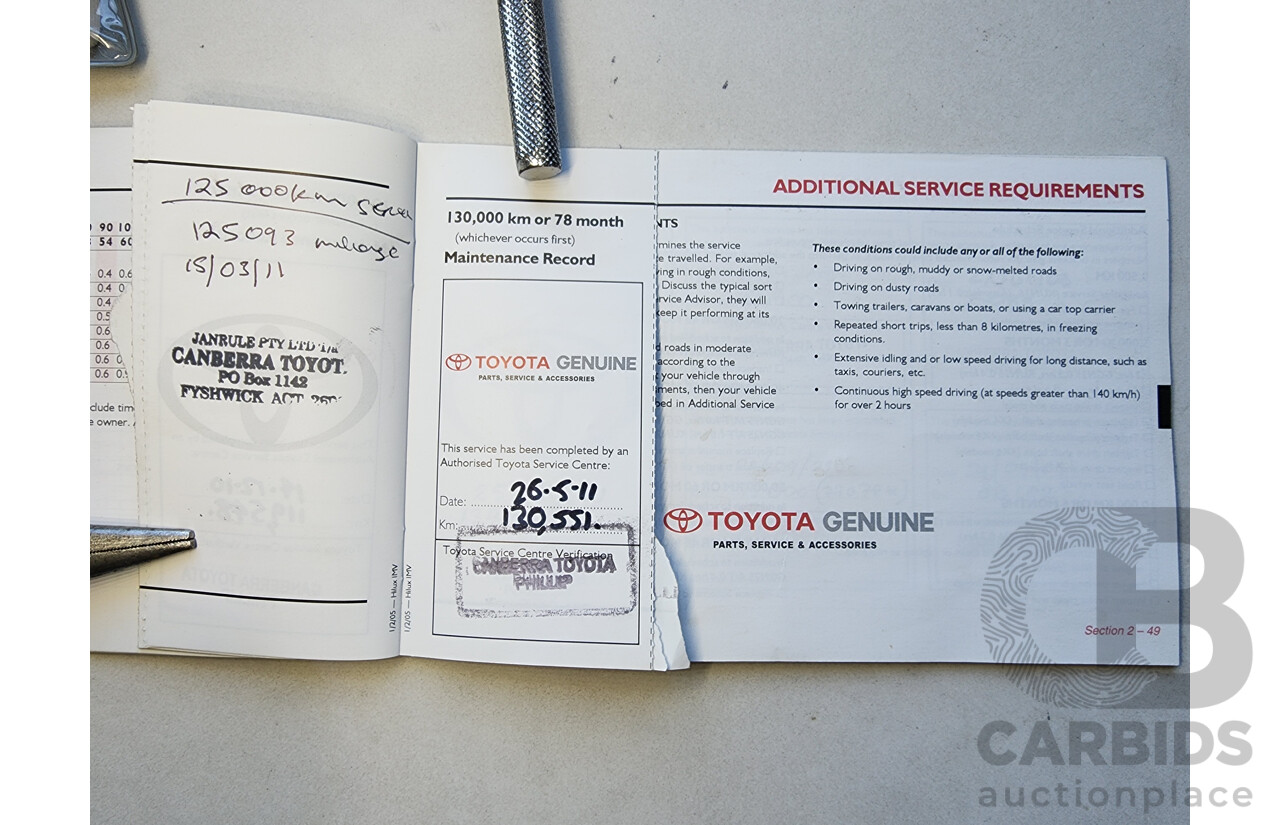 4/2005 Toyota Hilux SR5 (4x4) GGN25R Dual Cab P/Up Silver 4.0L