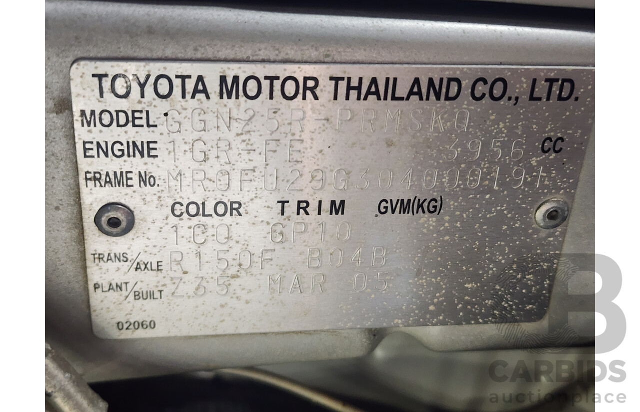 4/2005 Toyota Hilux SR5 (4x4) GGN25R Dual Cab P/Up Silver 4.0L