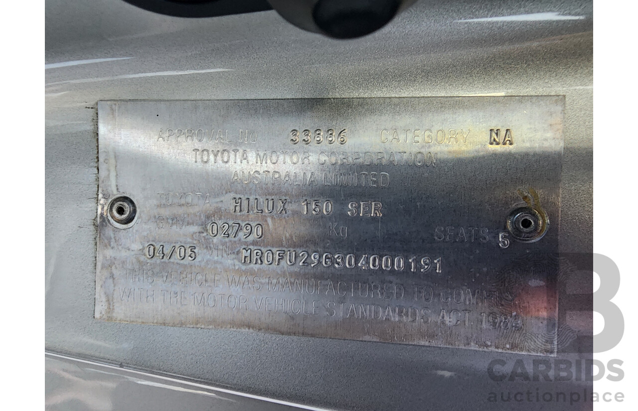 4/2005 Toyota Hilux SR5 (4x4) GGN25R Dual Cab P/Up Silver 4.0L