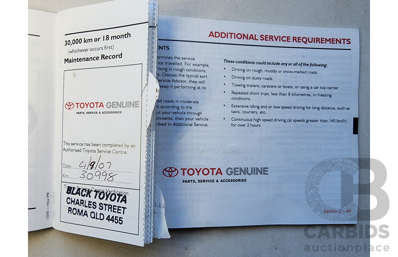 4/2005 Toyota Hilux SR5 (4x4) GGN25R Dual Cab P/Up Silver 4.0L