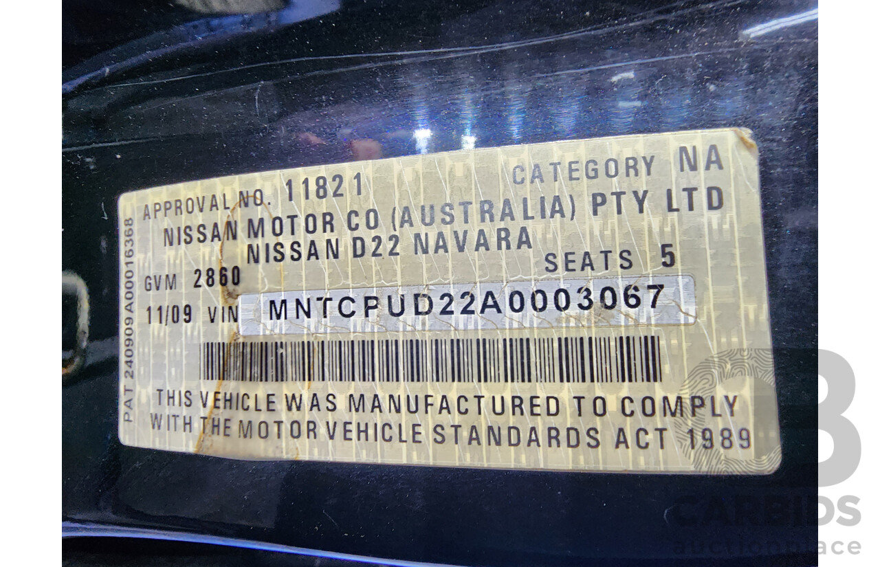 11/2009 Nissan Navara ST-R (4x4) D22 MY08 Dual Cab P/Up Black 2.5L