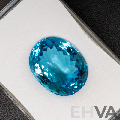 Swiss Blue Topaz, Rare High End 126.0ct Large Oval Cut Natural Gemstone, with Valuation Certificate