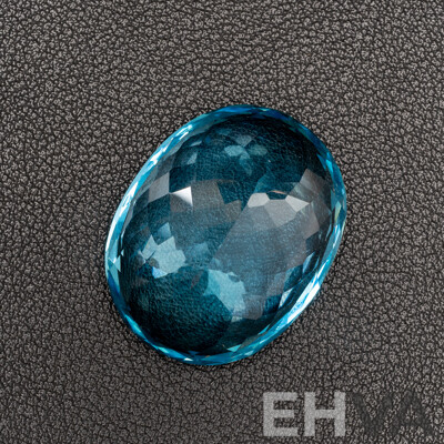 Swiss Blue Topaz, Rare High End 126.0ct Large Oval Cut Natural Gemstone, with Valuation Certificate