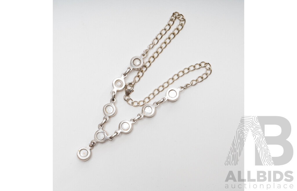 Sterling Silver Mabe Pearl Necklace with Drop Pendant, 40cm Long, 28.32 Grams