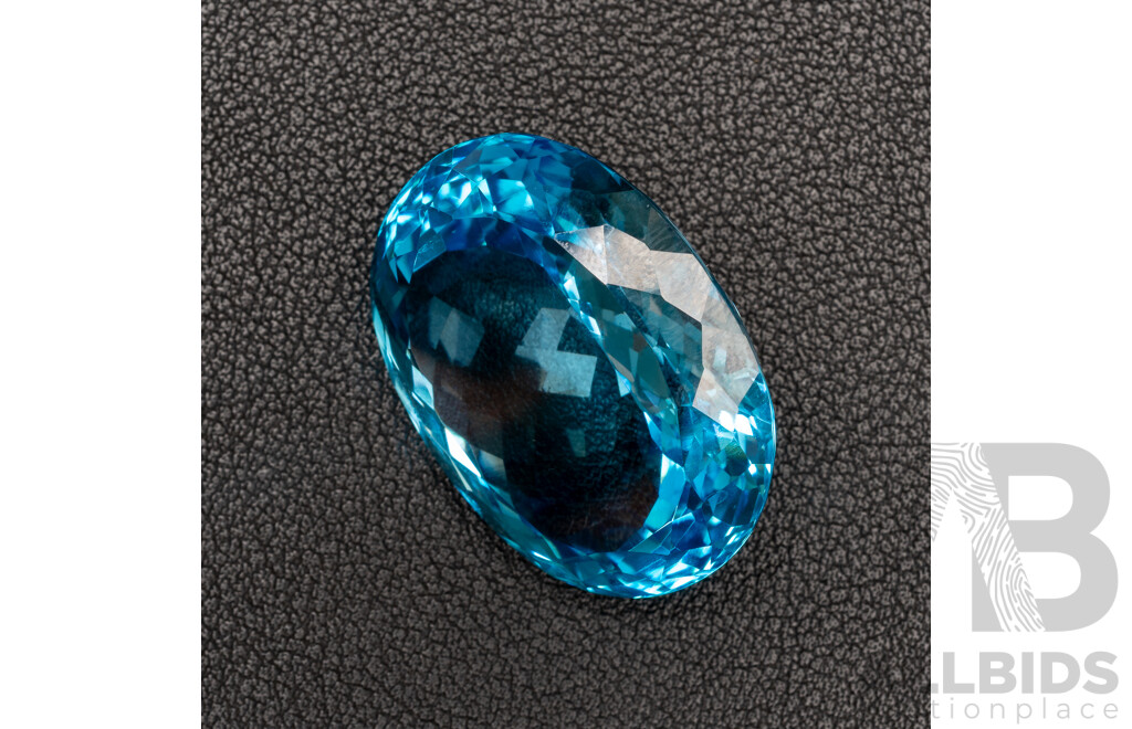 Swiss Blue Topaz, Rare High End 126.0ct Large Oval Cut Natural Gemstone, with Valuation Certificate
