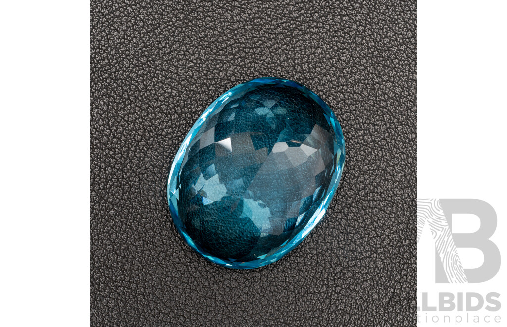 Swiss Blue Topaz, Rare High End 126.0ct Large Oval Cut Natural Gemstone, with Valuation Certificate