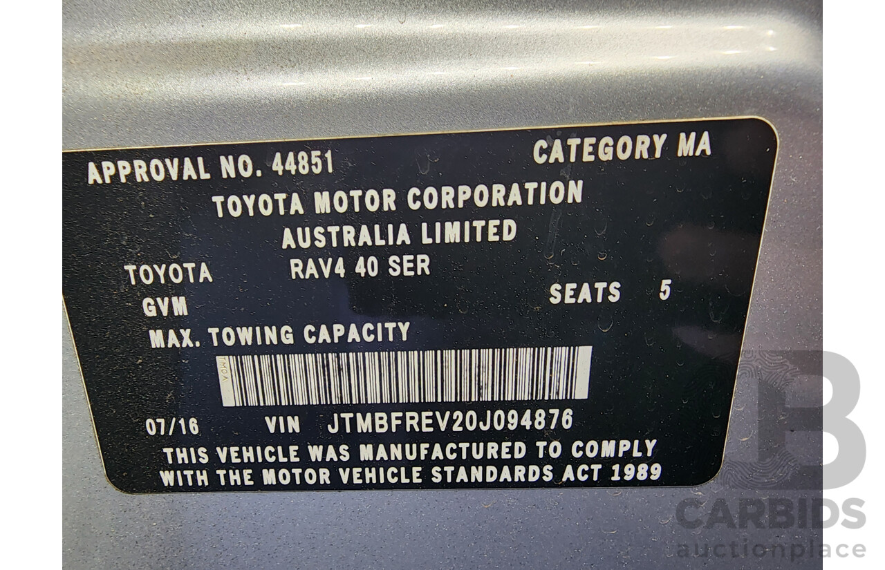 7/2016 Toyota Rav4 GX (4x4) ASA44R MY16 4d Wagon Silver 2.5L