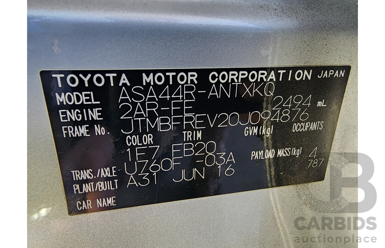 7/2016 Toyota Rav4 GX (4x4) ASA44R MY16 4d Wagon Silver 2.5L