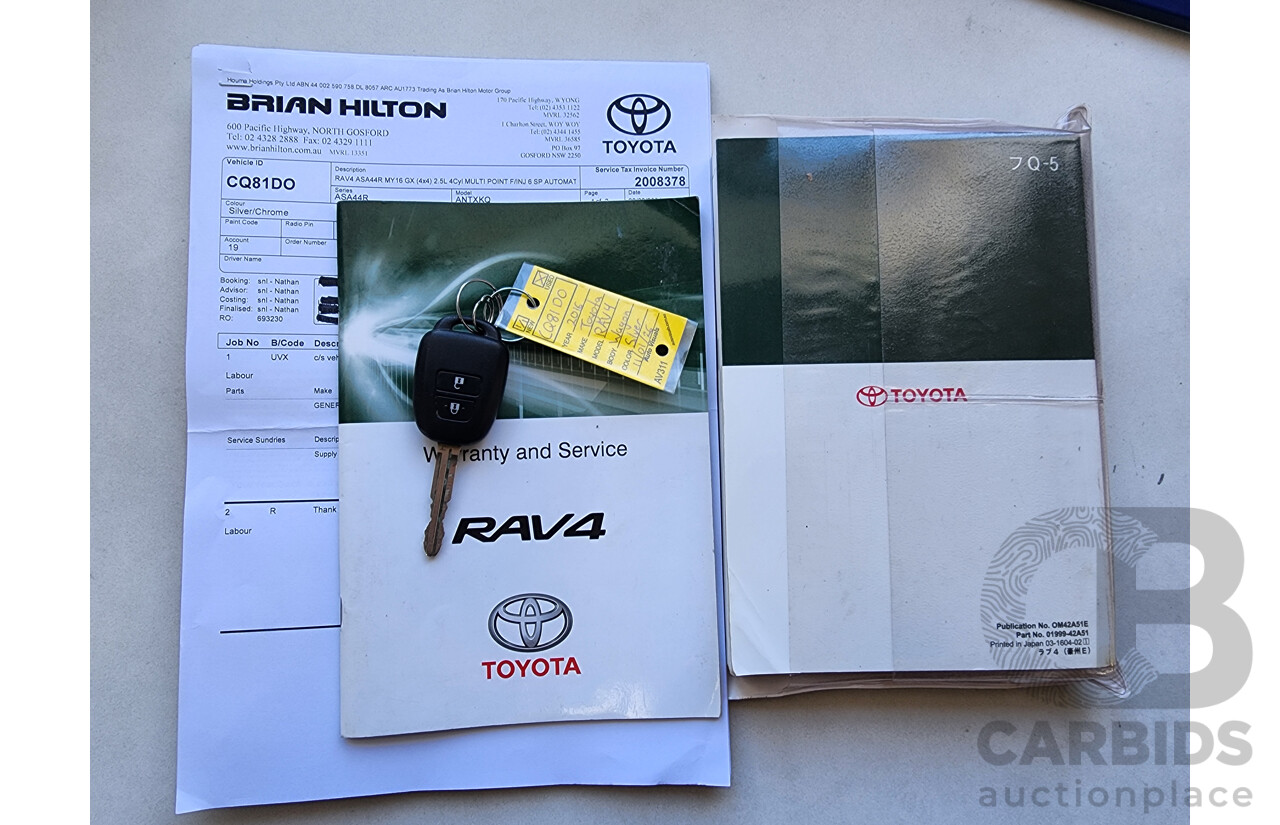 7/2016 Toyota Rav4 GX (4x4) ASA44R MY16 4d Wagon Silver 2.5L