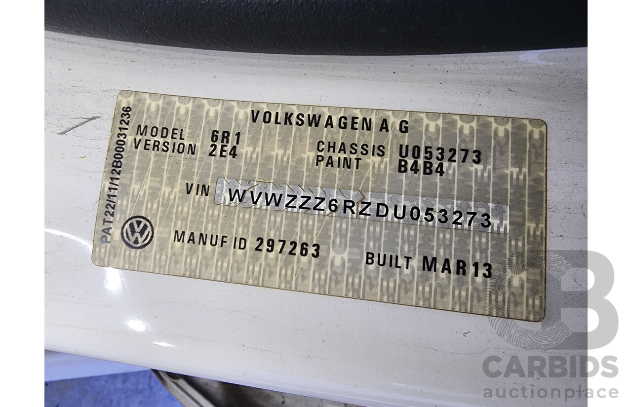 4/2013 Volkswagen Polo Trendline 6R MY13.5 5d Hatchback White 1.4L