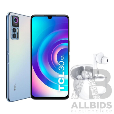 TCL 10501018 30 Smart Phone 5G W/S600 Buds - Blue - ORP $599 - Brand New