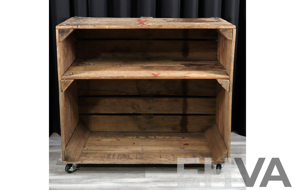 Rustic Timber Shelves on Castors