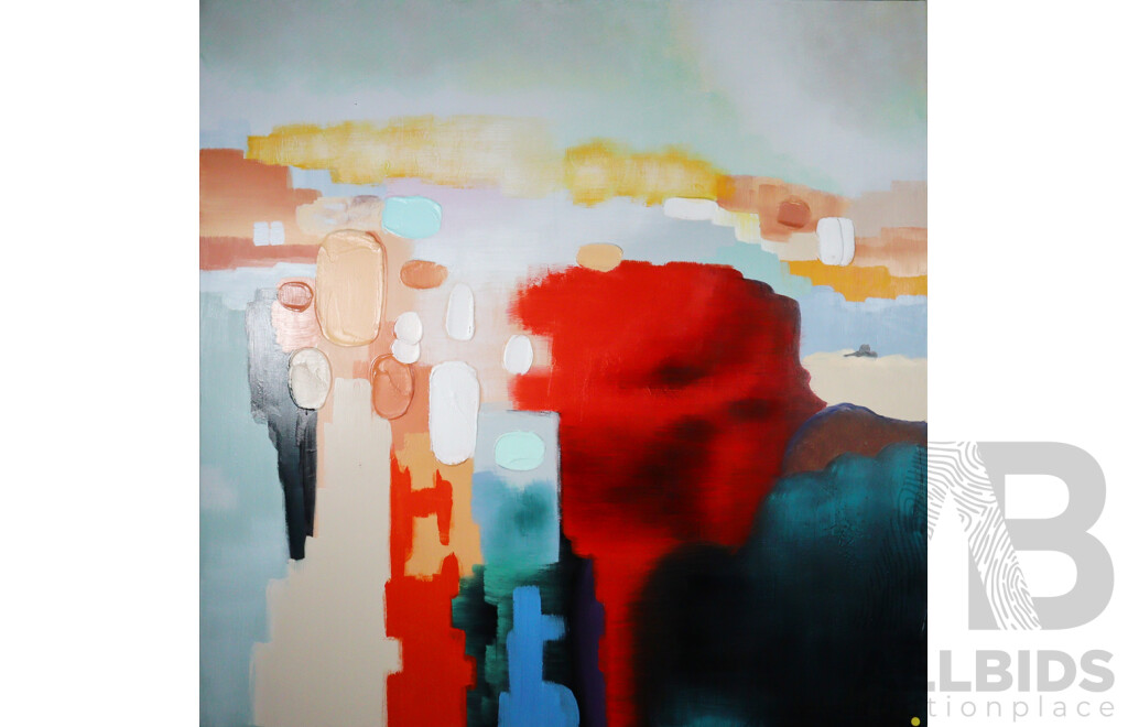 Artist Unknown, (20th Century), Colour Clouds, Mixed Media Acrylic on Canvas, 120 x 120 cm (edge to edge)