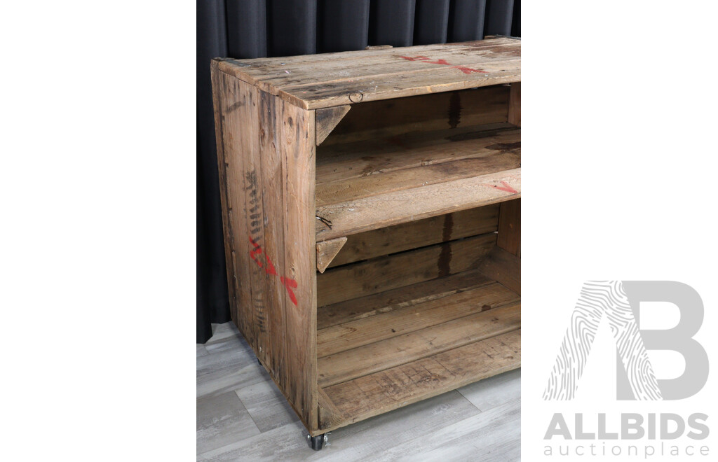 Rustic Timber Shelves on Castors