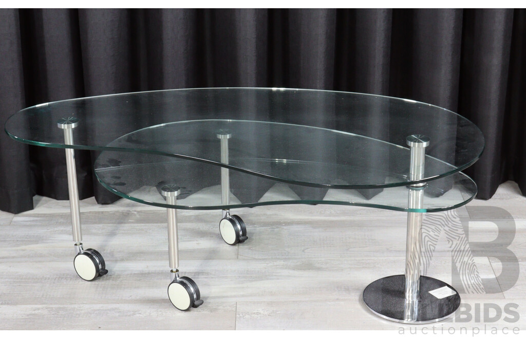 Modern Glass Top Coffee Table with Chrome Frame