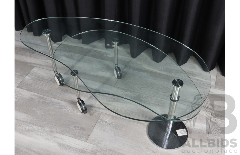 Modern Glass Top Coffee Table with Chrome Frame