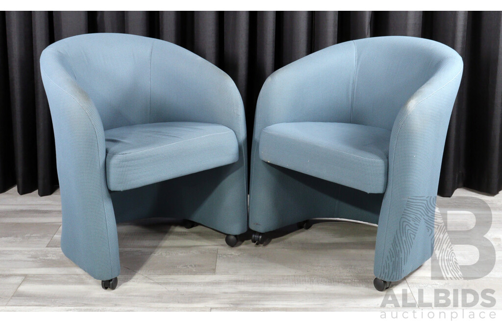 Pair of Modern Teal Fabric Reception Tub Chairs